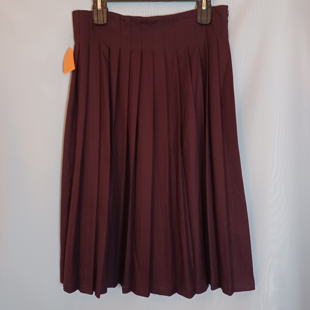 Honey Seed Women's Pleated Midi Skirt Eggplant Color. Size M.